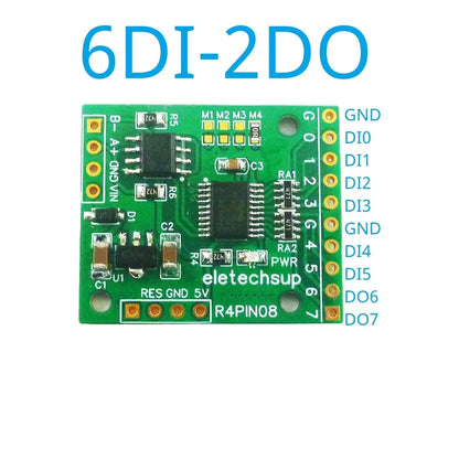 R4PIN08 DC 5V 12V 24V 8CH RS485 2.54mm Pin Core Board Modbus Rtu Input and Output Control PLC HMI Remote IO Expanding Board R4PIN08