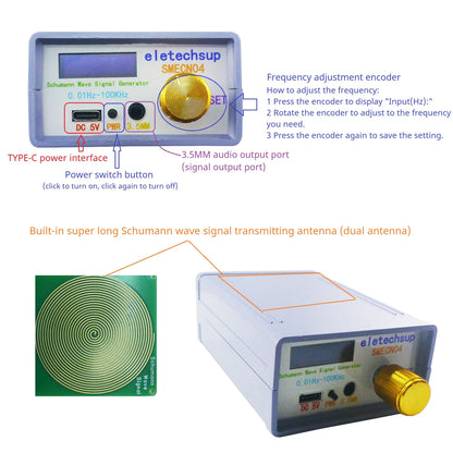 SMECN04 Christmas Halloween Gifts 7.83 Schumann Resonance 0.01-100K Adjustable Sine Wave Generator for Improving Sleep Relax Heathly