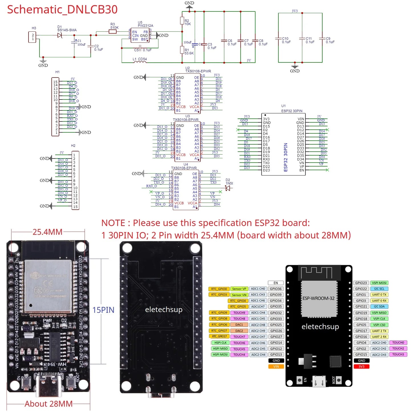 DNLCB30 ESP32 Wifi 3.3V to 5V Bidirectional Level Converter LvTTL to TTL IO Automatic Switching Din Rail Expansion Board for Arduino IOT