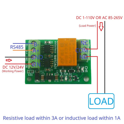 N4ROA01 3A Micro Power Consumption Small RS485 Relay Module Modbus Rtu N4ROA01