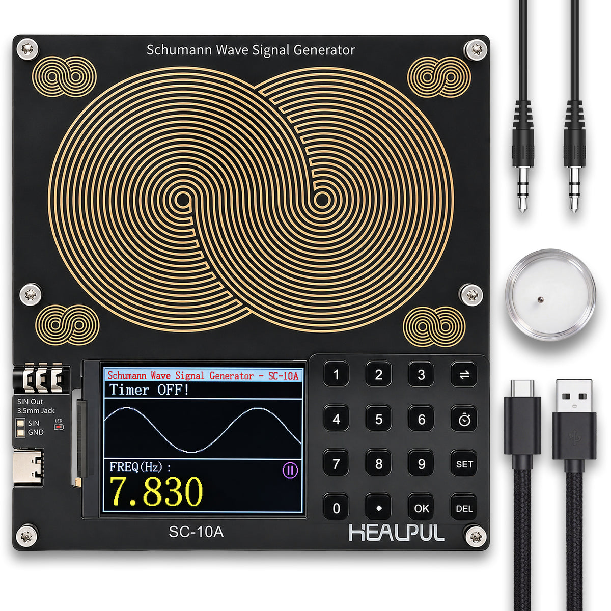 Schmann generator Healpul Large Antenna Frequency Generator with Timer Adjustable Schumann Resonance Generator|0.01Hz-200kHz Meditation