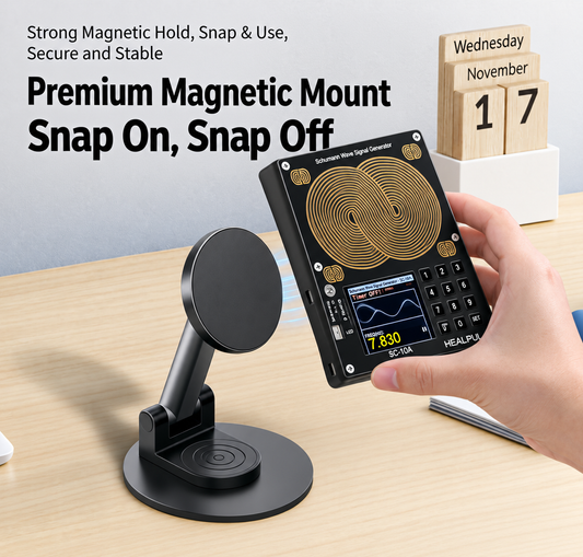 Schumann Wave Generator Holder Magnetic Stand Strong Magnetic Desktop Mount, 360° Rotating, Height Adjustable, Foldable Tablet